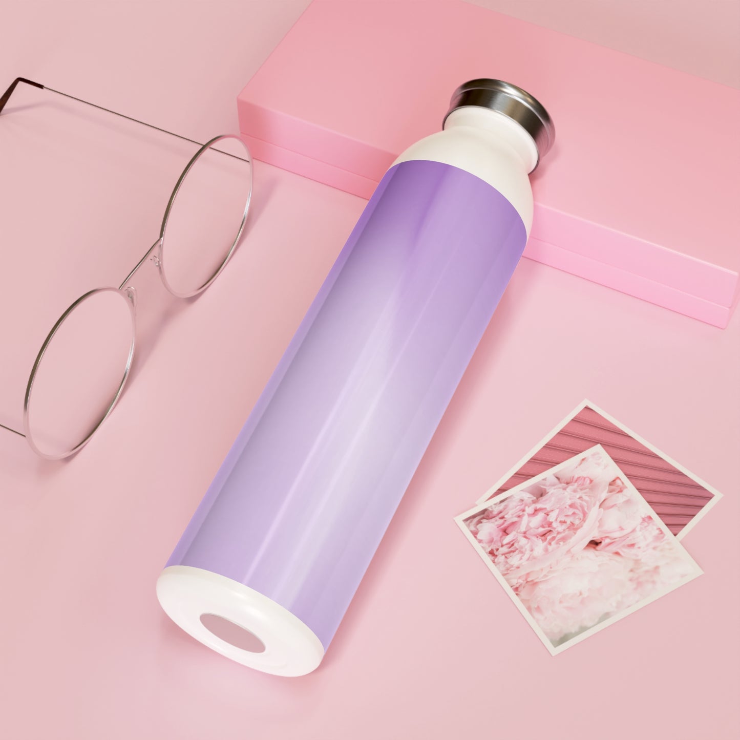 Soft Lavender Fade Slim Water Bottle, 20 oz White