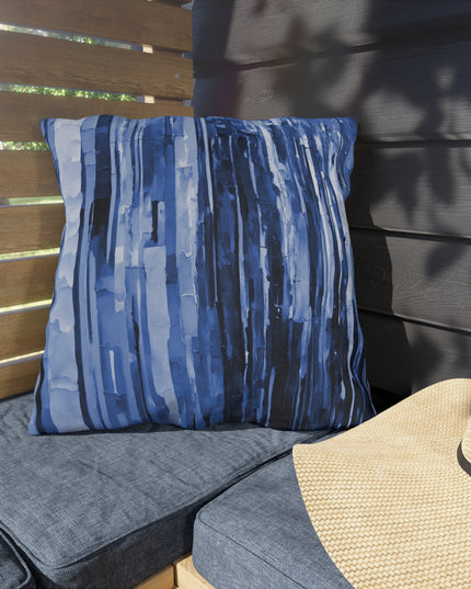 Striped Deep Blue 20" x 20" Outdoor Pillow