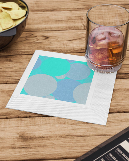 Pastel Tan and Tif Patches White Coined Napkins, 6.5" x 6.5"