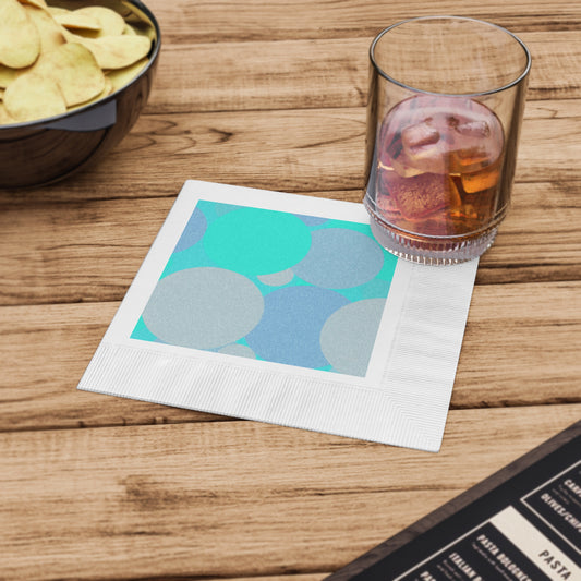 Pastel Tan and Tif Patches White Coined Napkins, 6.5" x 6.5"