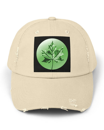 Mint Green Maple Leaf Unisex Distressed Cap