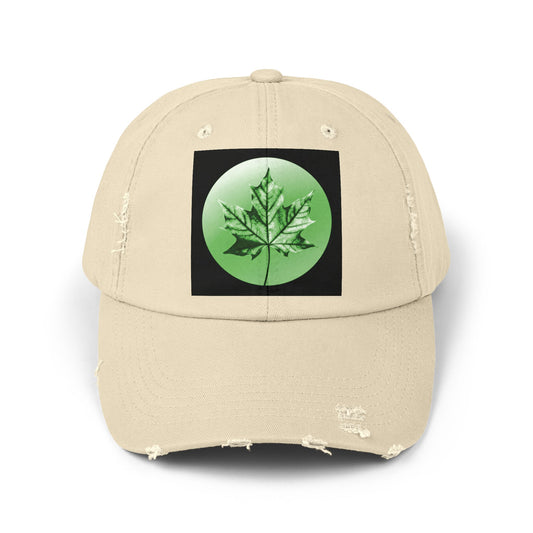 Mint Green Maple Leaf Unisex Distressed Cap