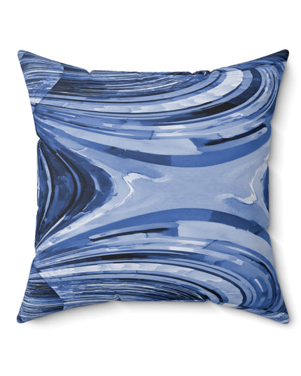 Uzi Spiral Deep Blue Faux Suede Square Pillow, 20" x 20"