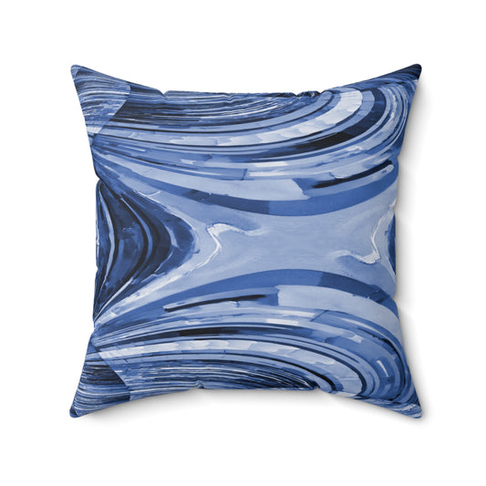 Uzi Spiral Deep Blue Faux Suede Square Pillow, 20" x 20"