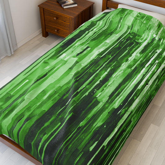 Striped Mint Pastel Velveteen Plush Blanket, 60" x 80"