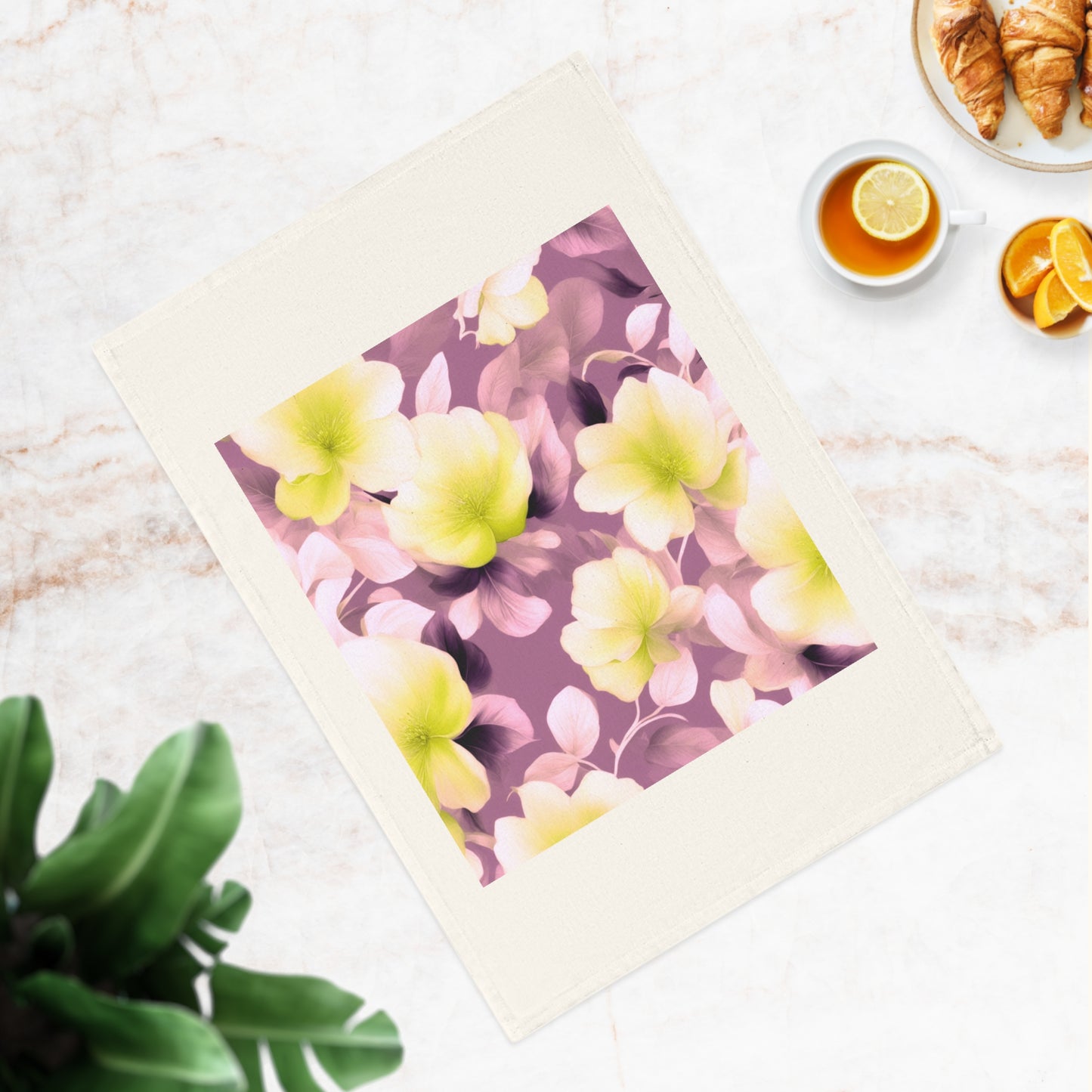 Lemon Blossom Floral Bunch Cotton Tea Towel 19.6" x 27.5"
