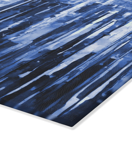 Striped Deep Blue 8" x 11" Glass Cutting Board