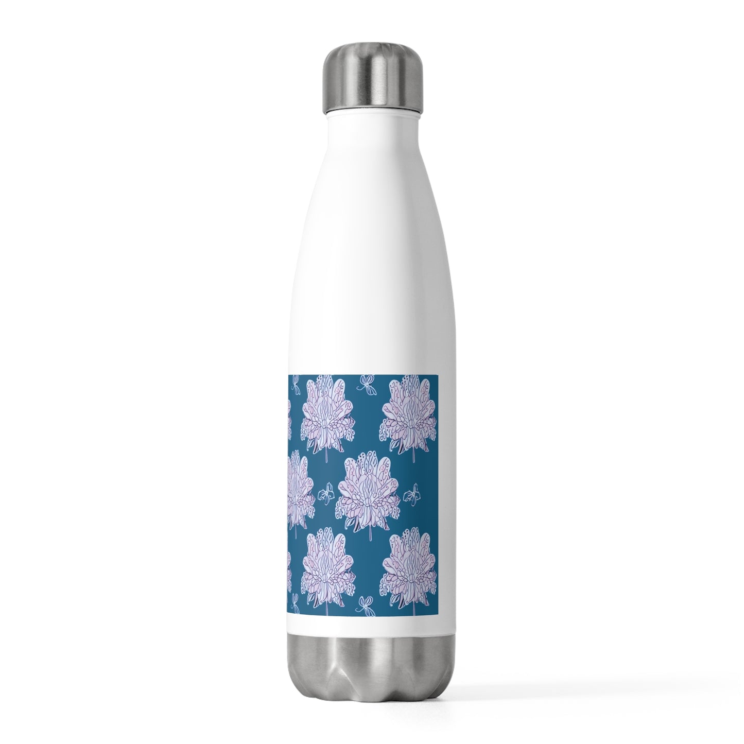 Lavender Floral Butterflies 20oz Insulated Water Bottle