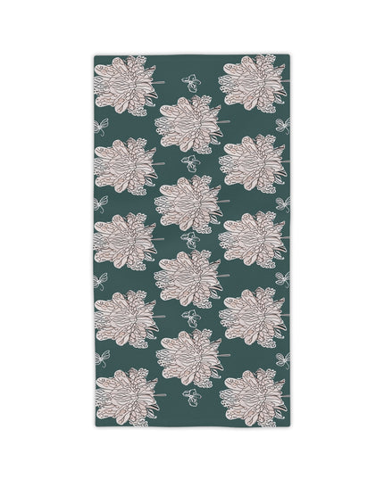 Soft White Floral Butterflies Beach Towel, 24" x 44"