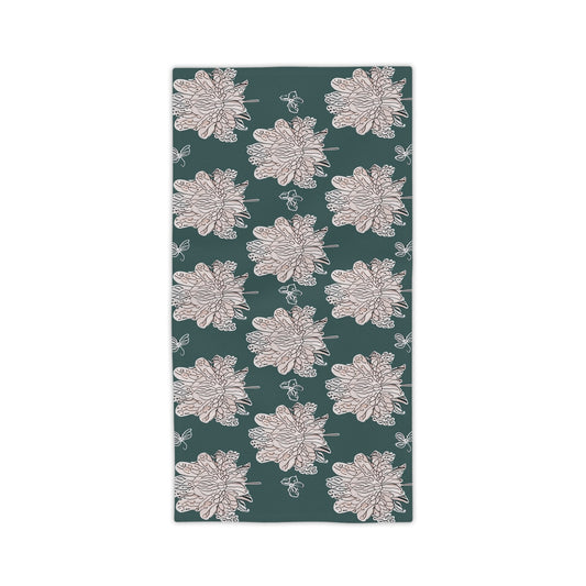 Soft White Floral Butterflies Beach Towel, 24" x 44"