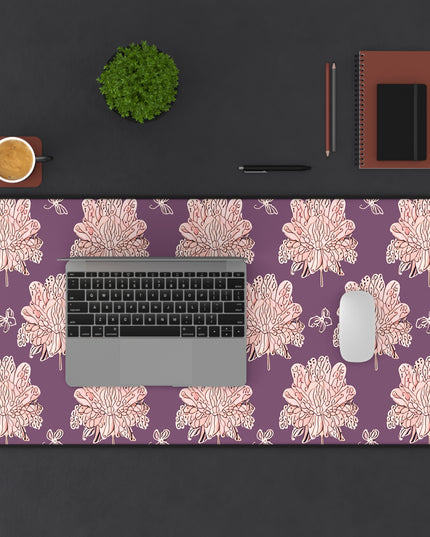 Pink Floral Butterflies 16" x 32" Desk Mat