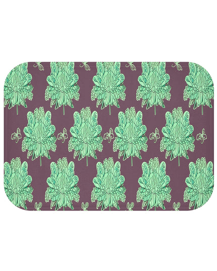 Mint Green Floral Butterflies 24" x 17" Bath Mat