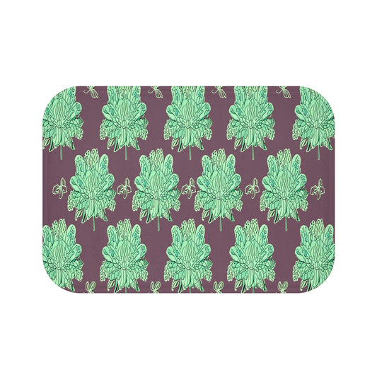 Mint Green Floral Butterflies 24" x 17" Bath Mat