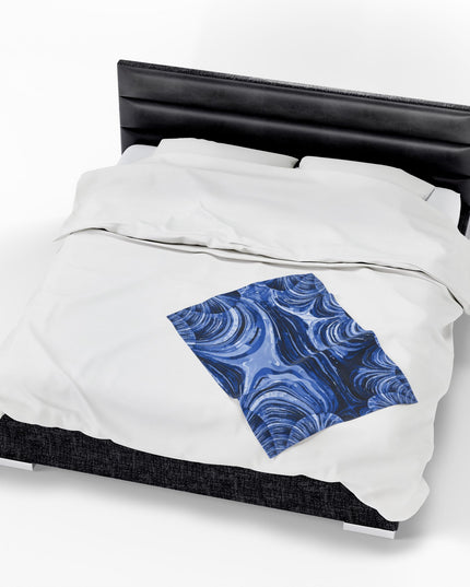 Uzi Spiral Deep Blue Velveteen Plush Blanket, 30" x 40"
