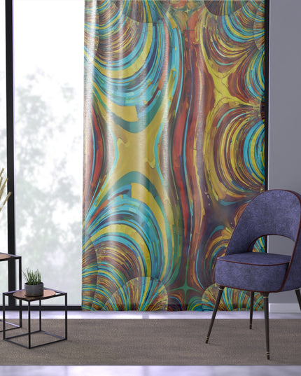 Uzi Spiral Alpha Sheer Window Curtain, 50" x 84", partially transparent