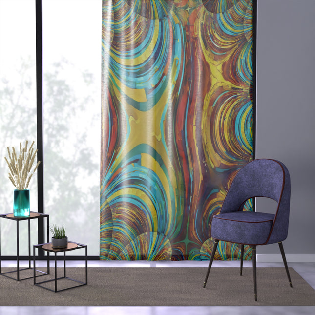 Uzi Spiral Alpha Sheer Window Curtain, 50" x 84", partially transparent
