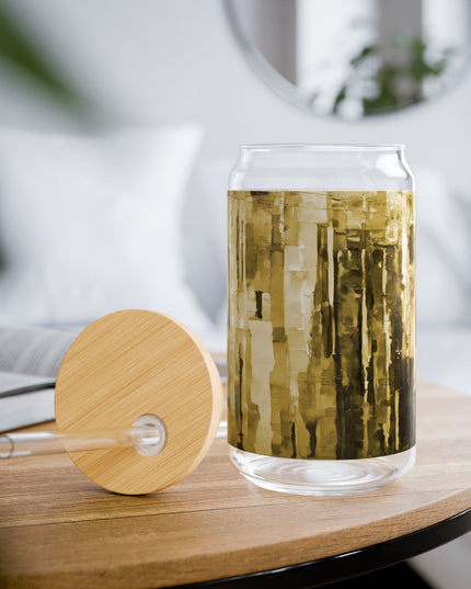 Striped Light Brown Sipper Glass, 16oz