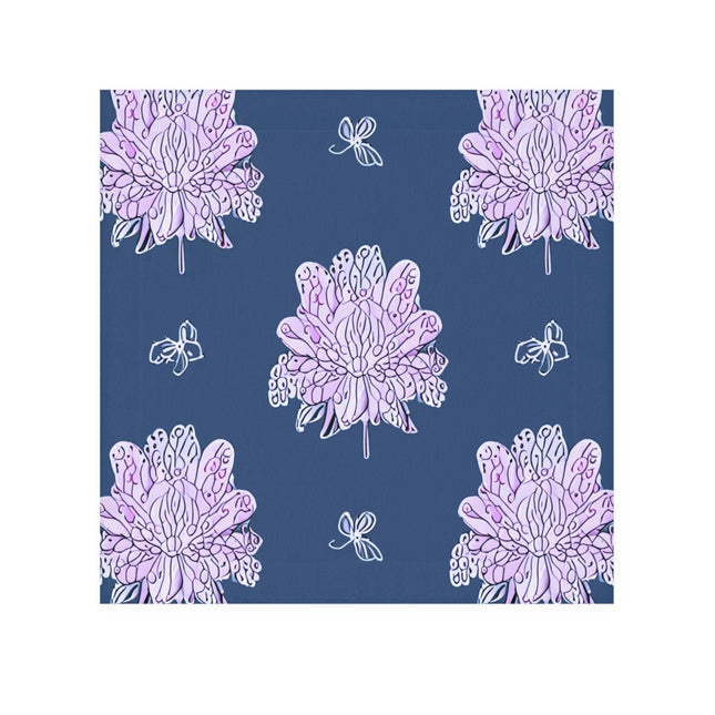 Purple White Floral Butterflies Face Towel, 13" x 13"