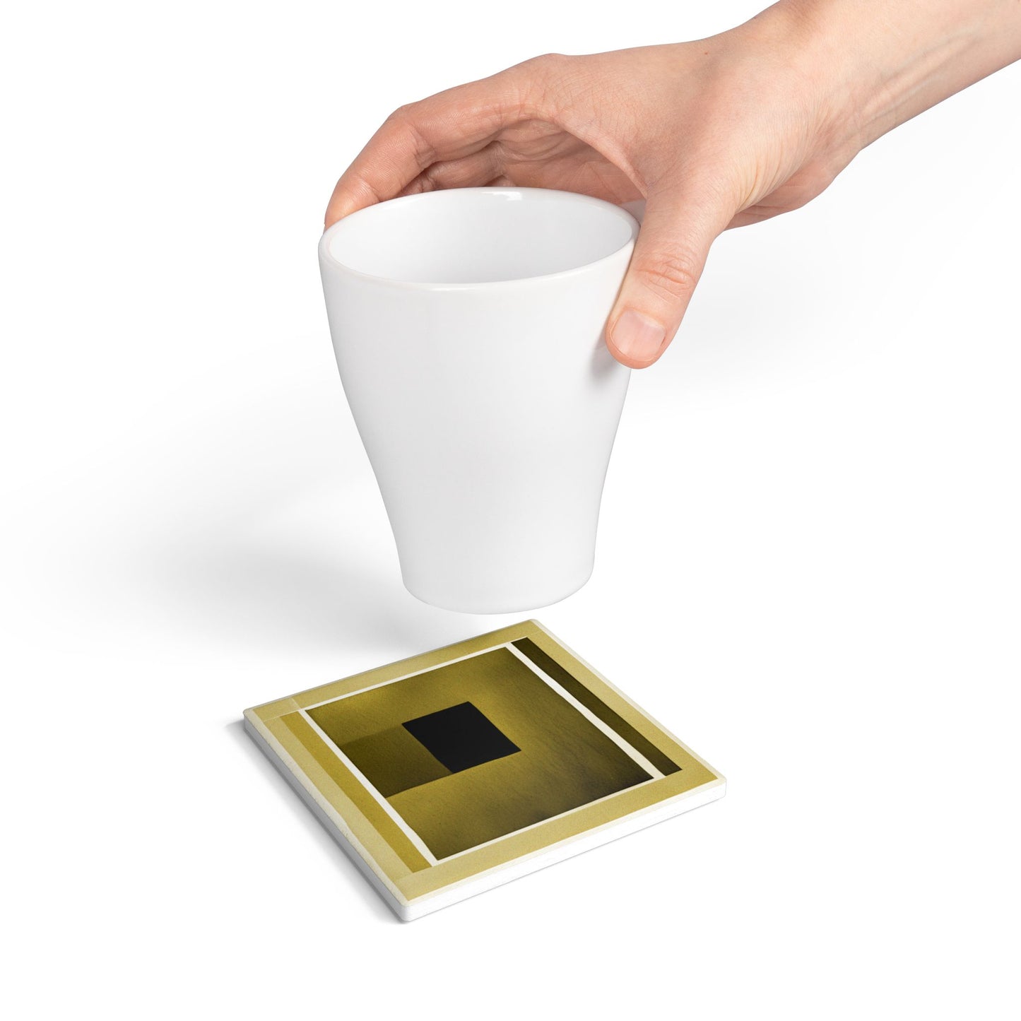 Tan Shadow 4" x 4" Square Ceramic Coaster