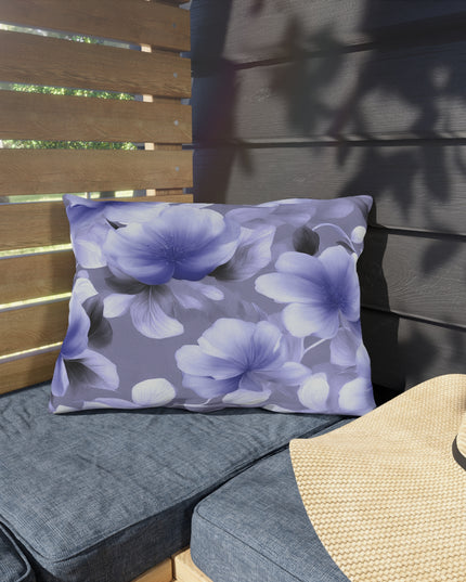 Indigo Blossom Floral Bunch Outdoor Pillow, 20" x 14"