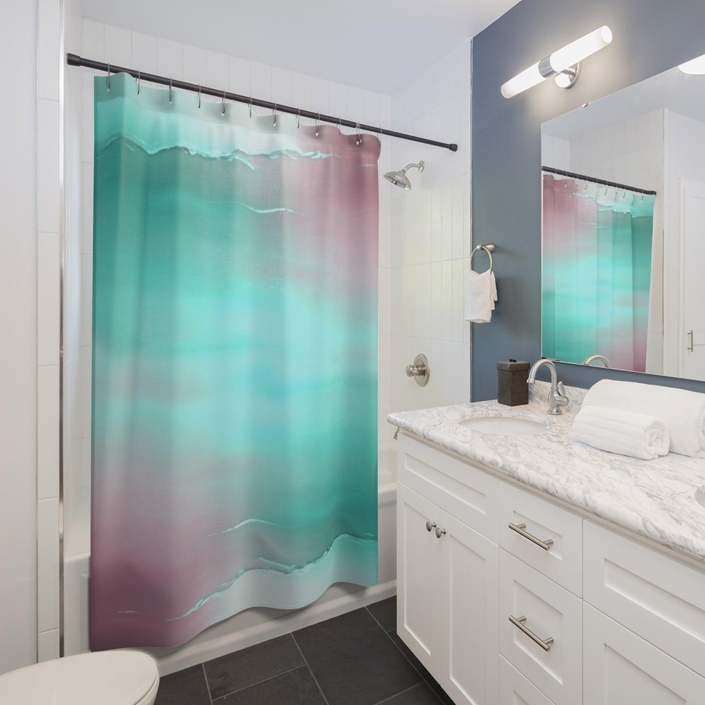 Green Sea Lavender Fog Shower Curtains, 71" x 74"