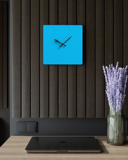 Blue Green Star-crossed Bodies Acrylic Wall Clock, Round or Square, 10.75" x 10.75"