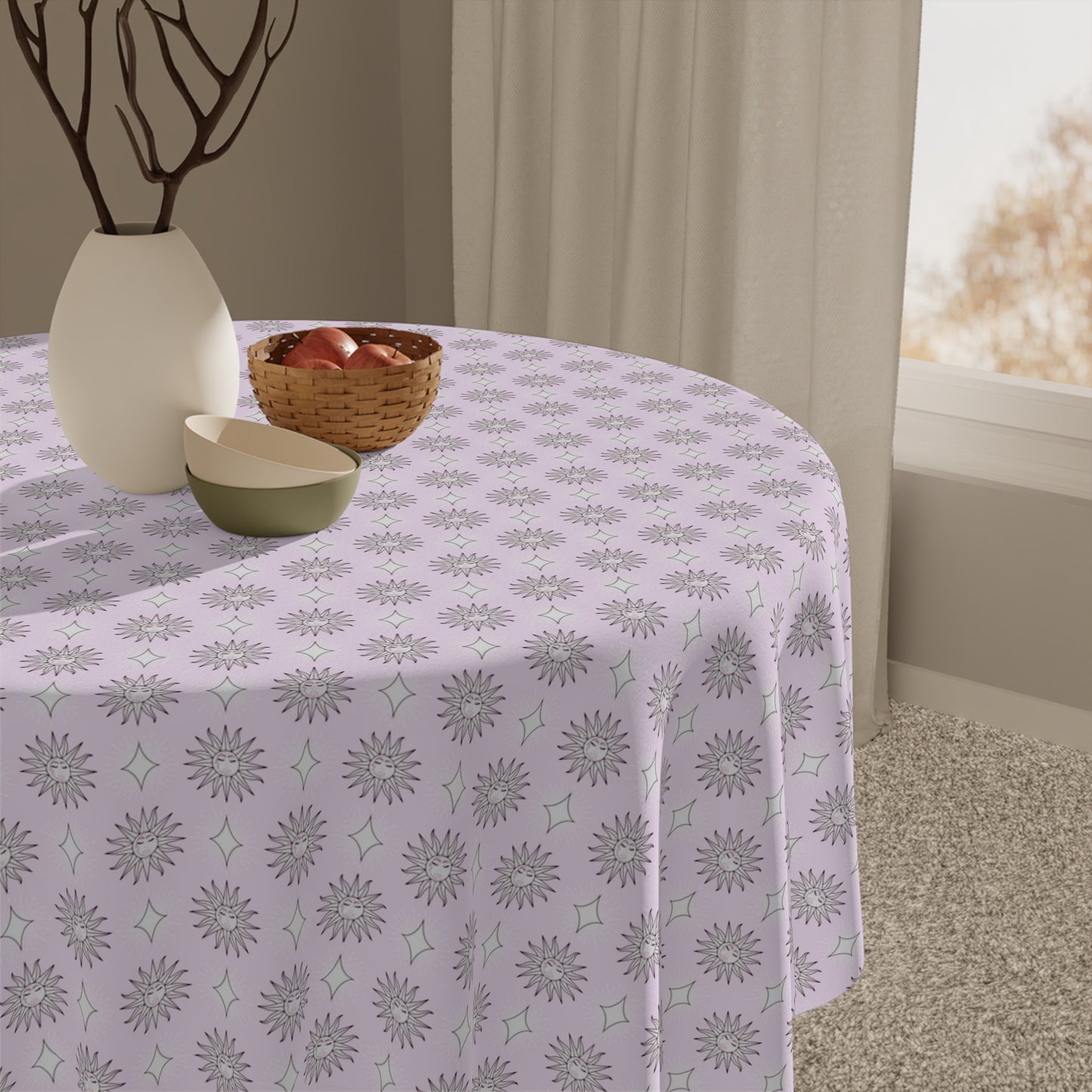 Pink Mornings Star-crossed Bodies Tablecloth, 55" x 55"
