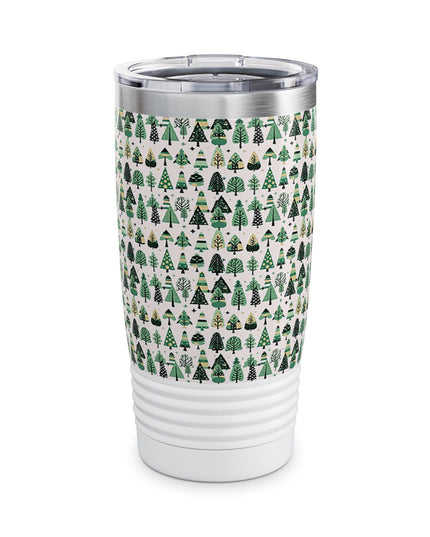 Mini Vintage Green Trees Ringneck Tumbler, 20oz in white