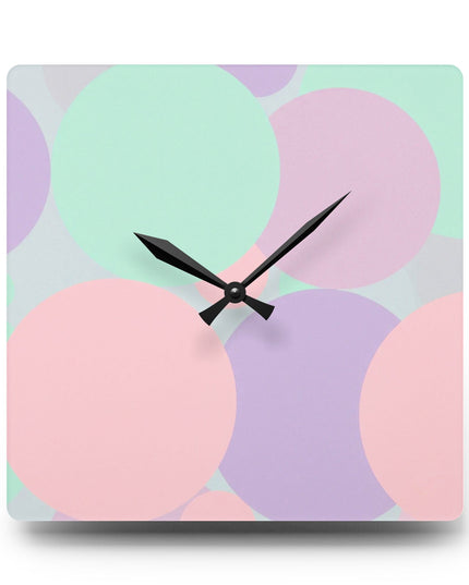 Pastel Peach and Soft Green Patches Acrylic Wall Clock, Round or Square, 10.75" x 10.75"