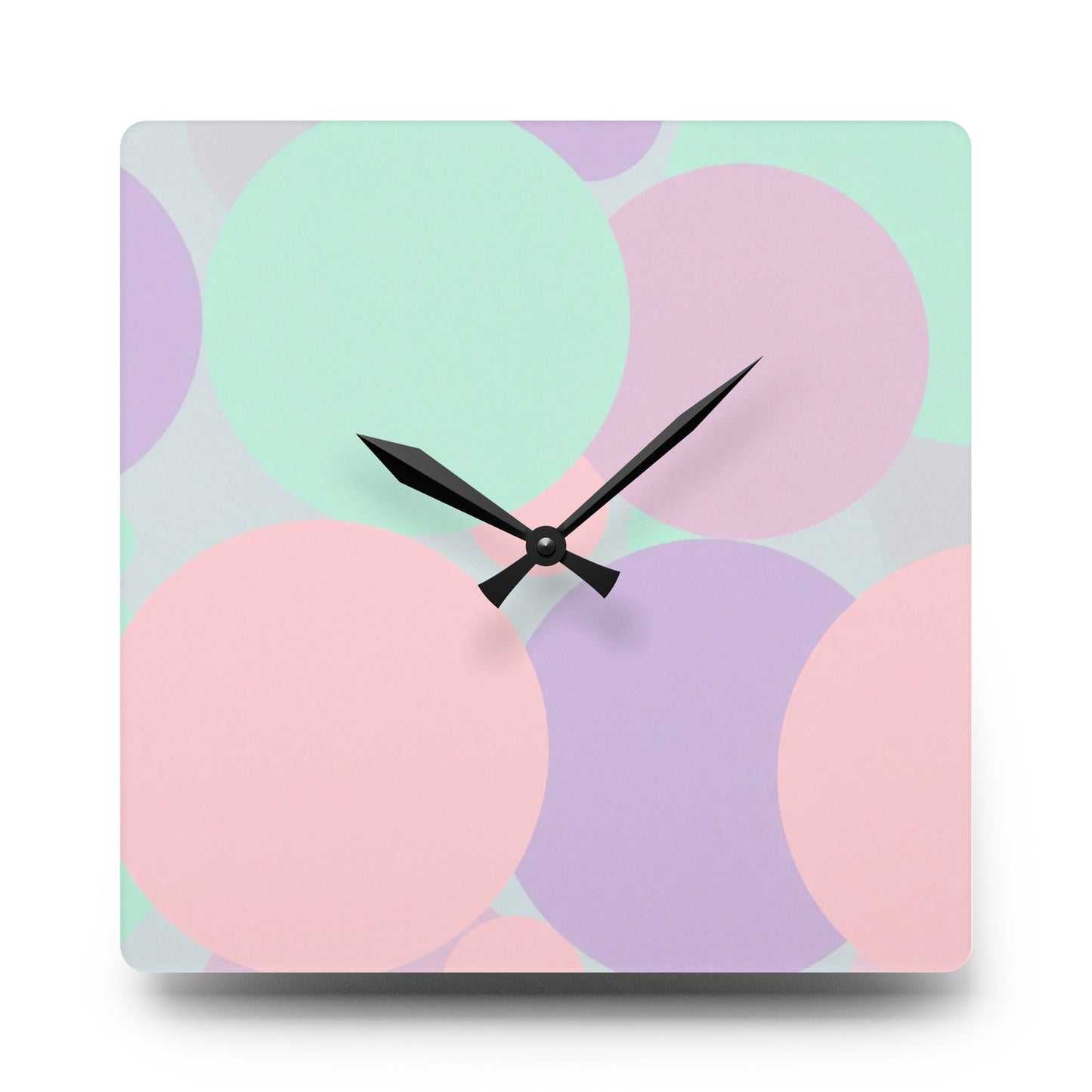 Pastel Peach and Soft Green Patches Acrylic Wall Clock, Round or Square, 10.75" x 10.75"