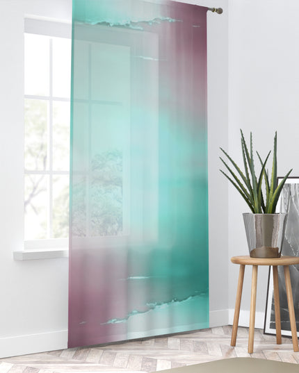 Green Sea Lavender Fog Window Curtain, 50" x 84", partially transparent