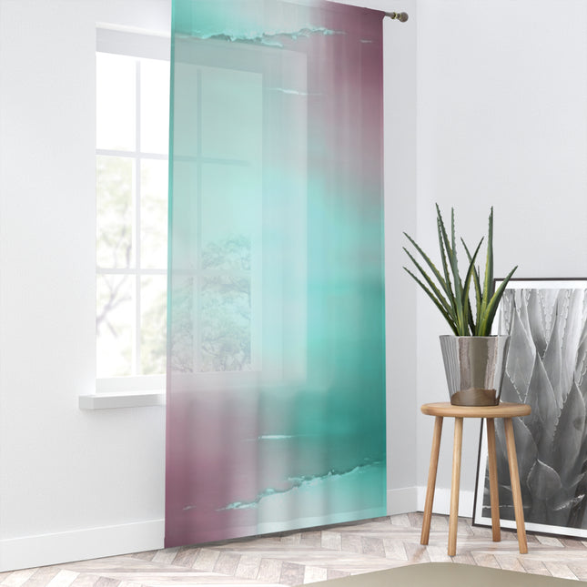 Green Sea Lavender Fog Window Curtain, 50" x 84", partially transparent