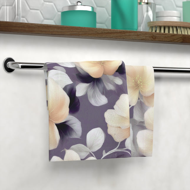 White Blush Floral Bunch Face Towel, 13" x 13"