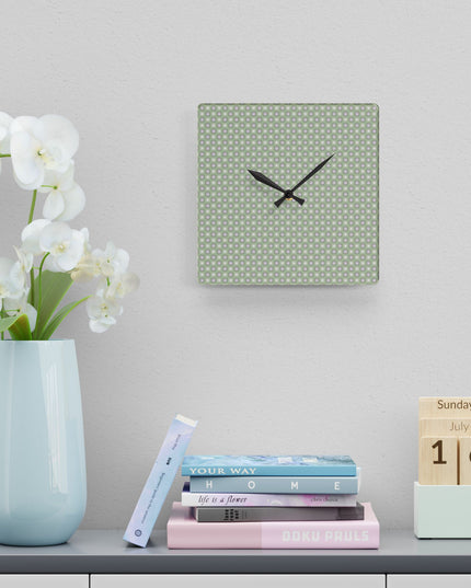 Olive Star-crossed Bodies Acrylic Wall Clock, Round or Square, 10.75" x 10.75"
