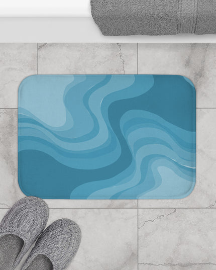 Sky Blue Wavey 24" x 17" Bath Mat