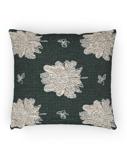 Soft White Floral Butterflies Woven Pillow, 17" x 18"