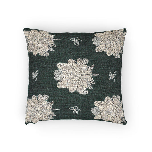Soft White Floral Butterflies Woven Pillow, 17" x 18"