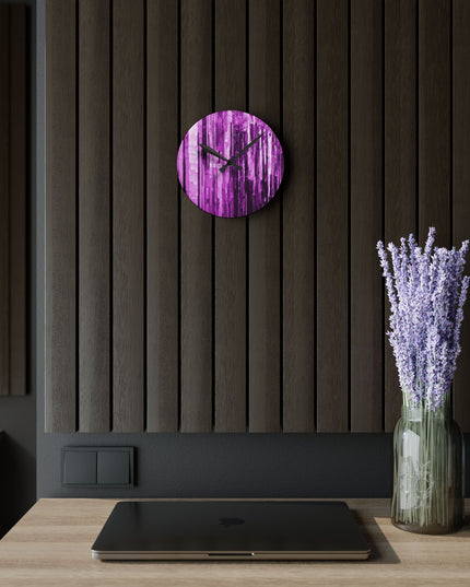 Striped Powder Lavender Acrylic Round Wall Clock, 8" x 8"