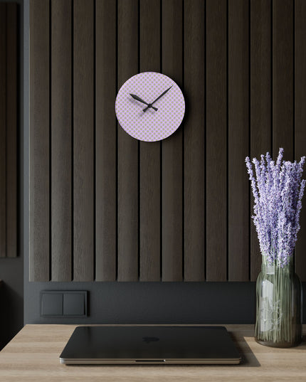 Magenta Star-crossed Bodies Acrylic Round Wall Clock, 8" x 8"