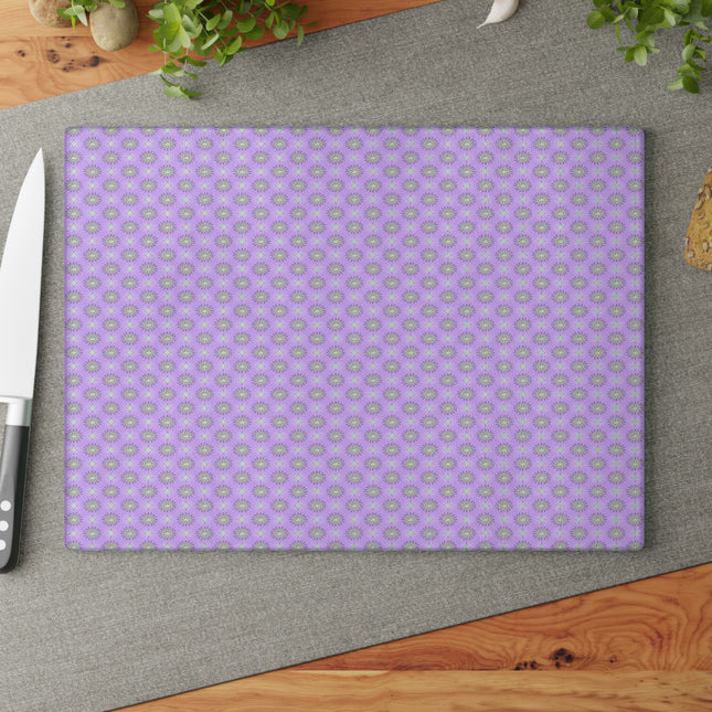 Lavender Star-crossed Bodies Glass Cutting Board, 11" x 15"