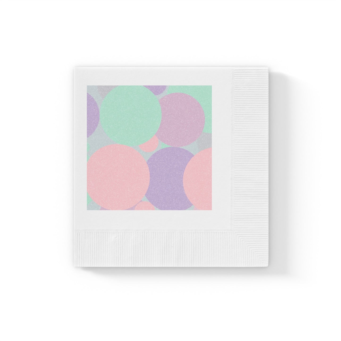 Pastel Peach and Soft Green Patches White Coined Napkins, 4.8" x 4.8"