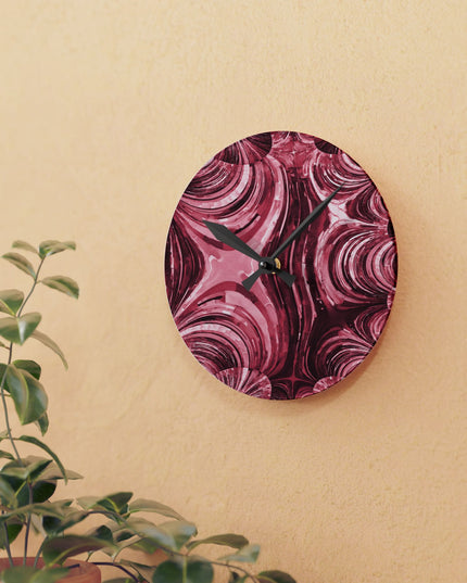 Uzi Spiral Ruby Acrylic Round Wall Clock, 8" x 8"