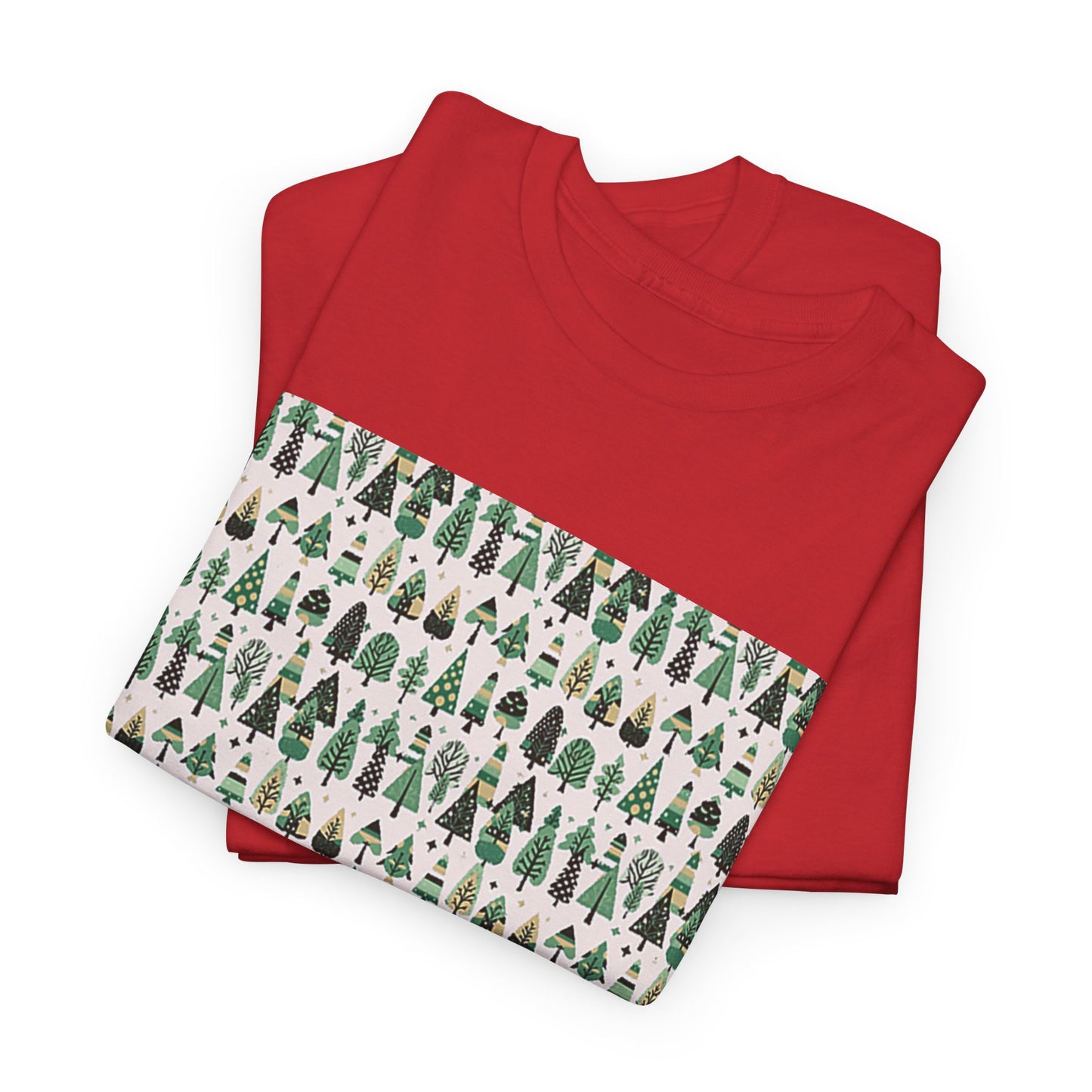 Mini Vintage Green Trees Unisex Heavy Cotton Tee, Medium