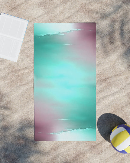 Green Sea Lavender Fog Beach Towel, 24" x 44"
