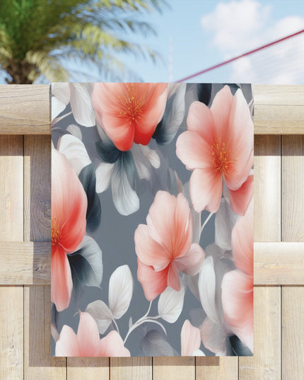 Red Blossom Floral Bunch Beach Towel, 24" x 44"