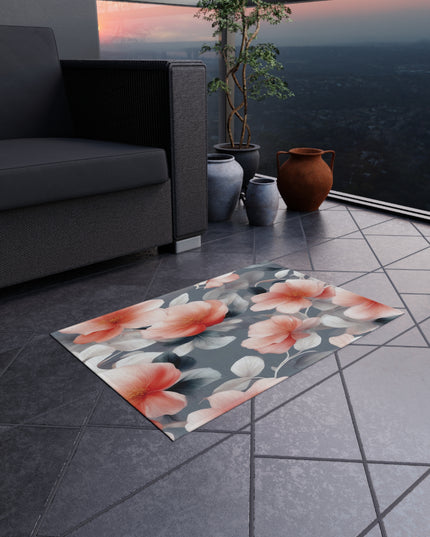 Red Blossom Floral Bunch Outdoor Rug, 24" x 36"
