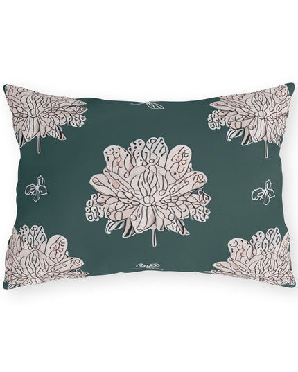 Soft White Floral Butterflies 20" x 14" Outdoor Pillow