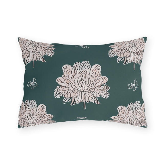 Soft White Floral Butterflies 20" x 14" Outdoor Pillow