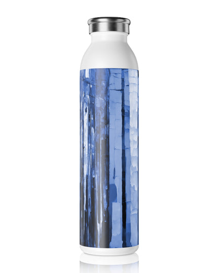 Striped Deep Blue Slim Water Bottle, 20 oz White