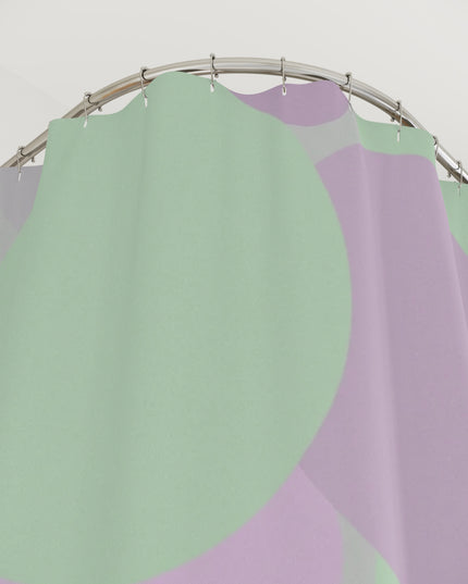 Pastel Lavender Purple and Soft Green Patches Shower Curtains, 71" x 74"